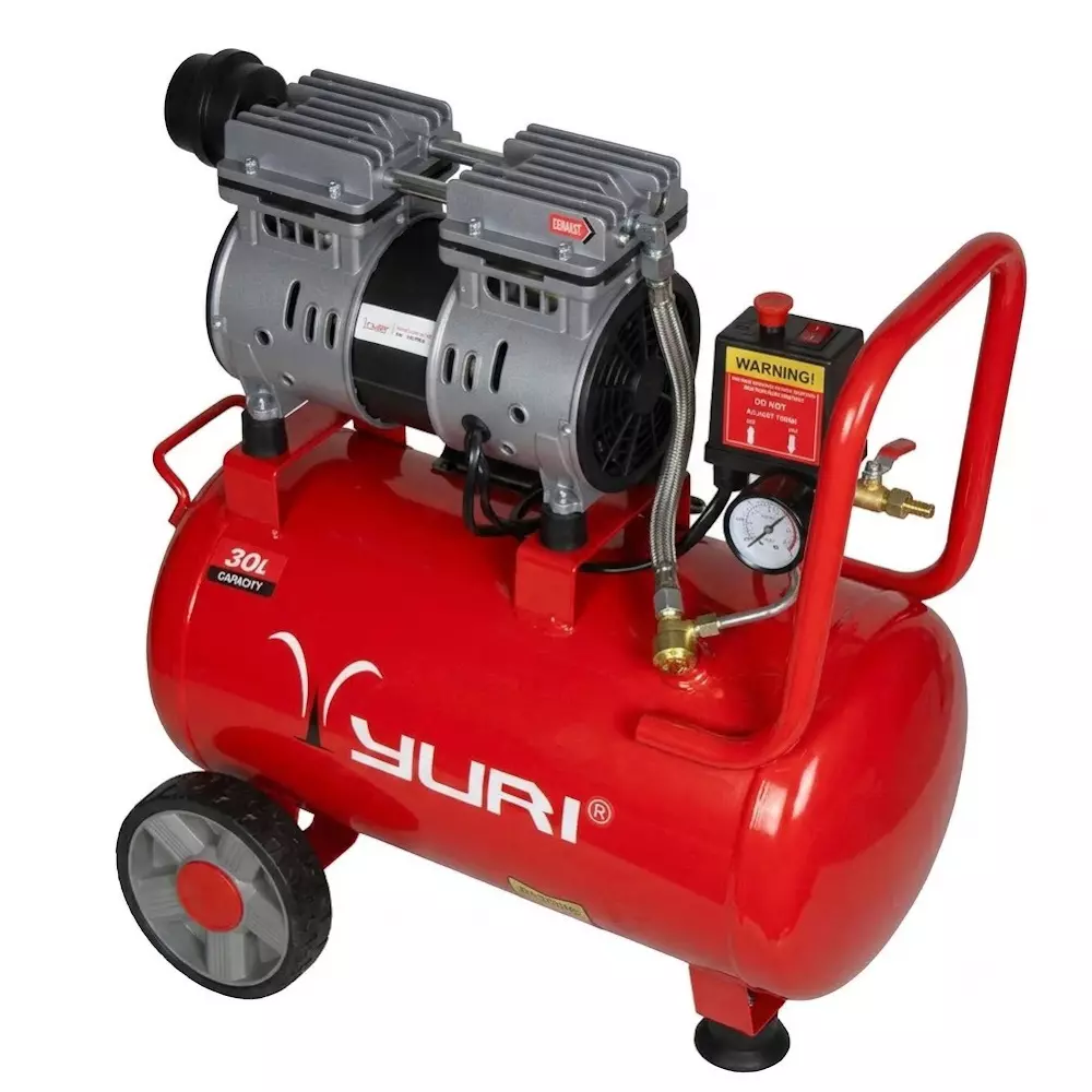 yuri-30-l-oil-free-air-compressor-with-1-hp-power-rating-and-1440-rpm-speed-red-color-yr-of1175