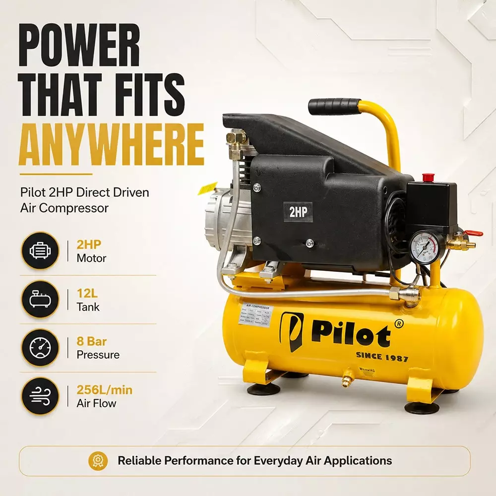 pilot-2-hp-oil-free-air-compressor-with-256-lpm-air-displacement-and-12-l-tank-capacity-pl-12