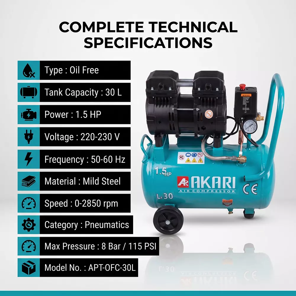 akari-15-hp-30-l-oil-free-air-compressor-apt-ofc-30l