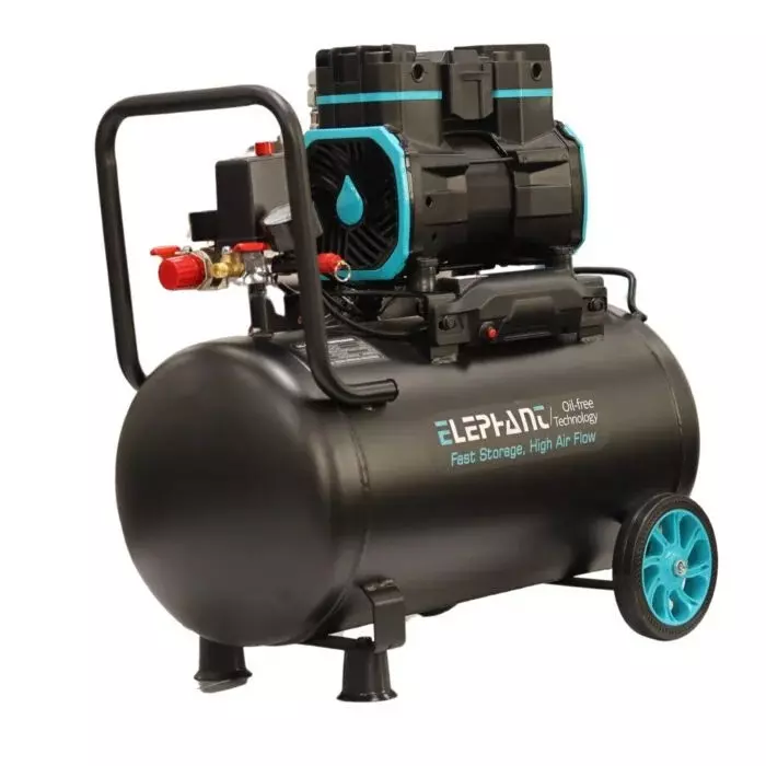 Elephant Oil Free & Noiseless Air Compressor 2 HP Power 50 L Tank 100% Aluminium Winding 95 L/min Air Flow, AC50DC-AL-ABG04