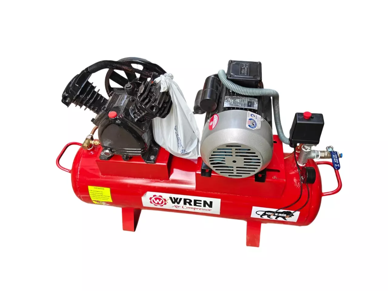 WREN Single Stage Air Compressor 880 RPM 1 HP 40 L Air Receiving Capacity, WV-0.036/8