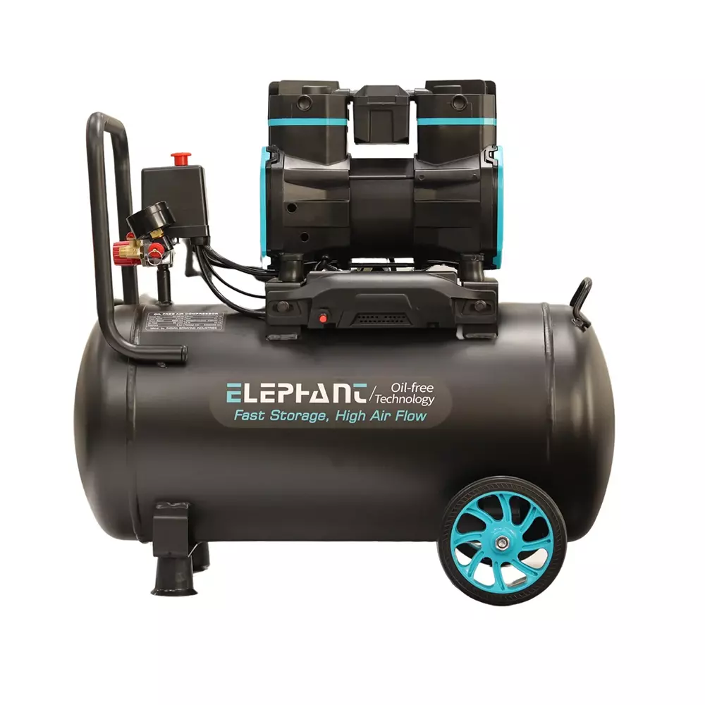 Elephant Oil Free & Noiseless Air Compressor 2 HP Power 50 L Tank 100% Aluminium Winding 95 L/min Air Flow, AC50DC-AL-PT01