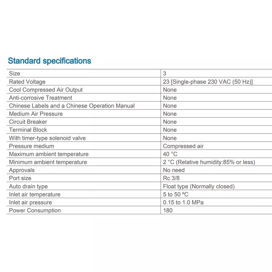 SMC Rc 9.50 mm (3/8 inch) Air Cool 3E Refrigerated Air Dryer, IDFA3E-23
