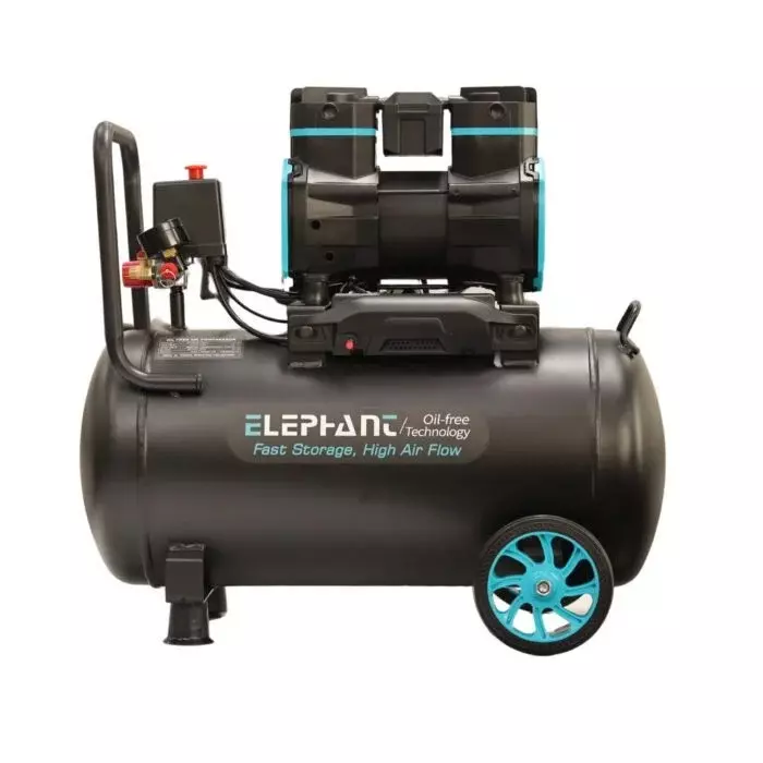 Elephant Oil Free & Noiseless Air Compressor 2 HP Power 50 L Tank 100% Aluminium Winding 95 L/min Air Flow, AC50DC-SHINE-2