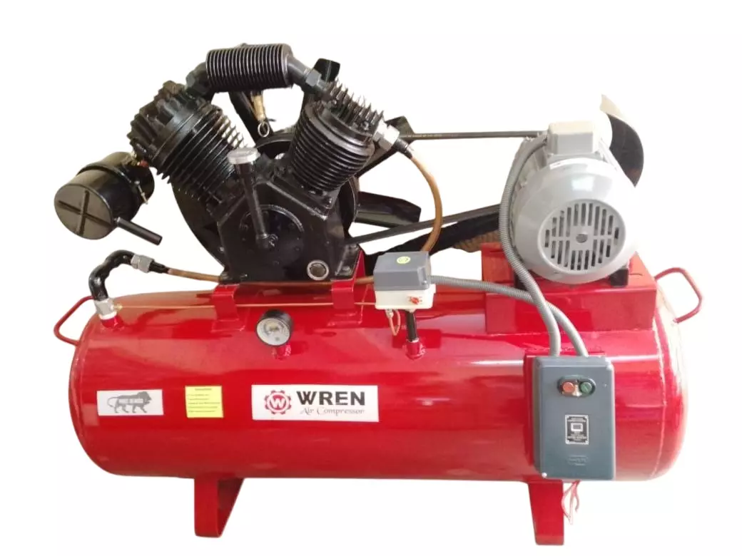 WREN Single Stage Air Compressor 820 RPM 10 HP 250 L Air Receiving Capacity, WV-0.9/8