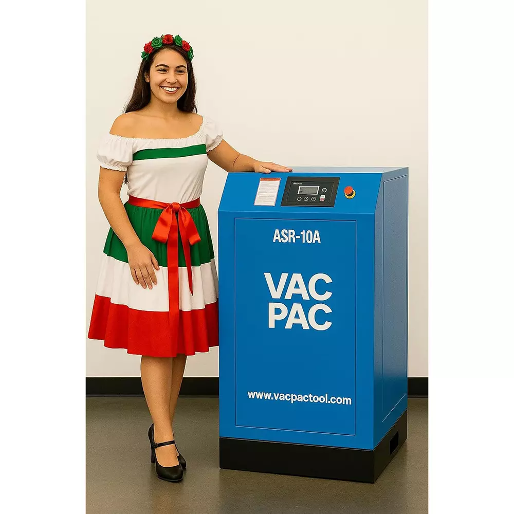 VAC PAC 10 HP Rotary Screw Air Compressor 190 L 7 Bar For Silent Industrial, ASR-10A