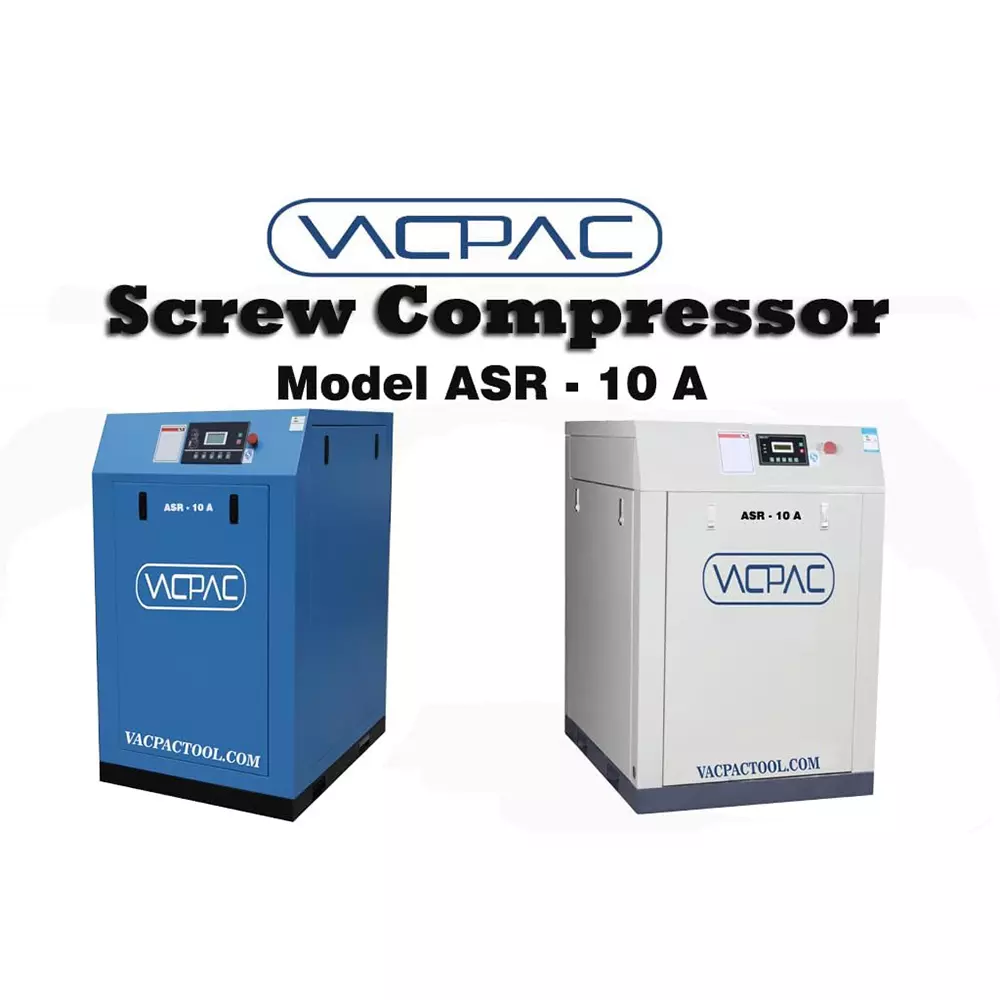 VAC PAC 10 HP Rotary Screw Air Compressor 190 L 7 Bar For Silent Industrial, ASR-10A