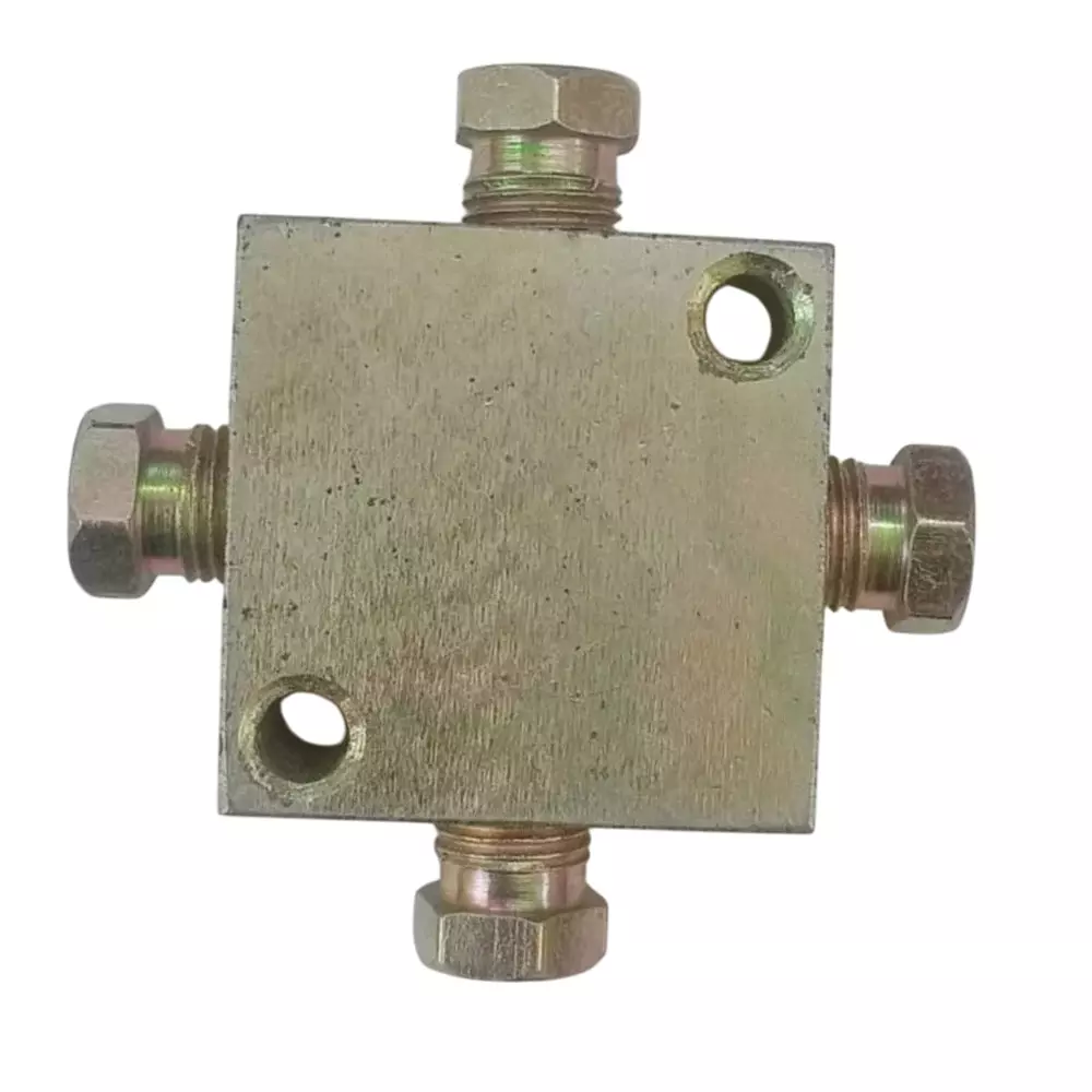 GENERIC Lubrication Four Way Golden Steel & Brass for Industrial Use