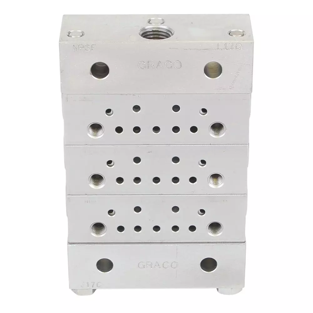 Graco MSP Progressive Divider Valve 3 Section Base Plate Assembly None Cycle Indicator BSPP (Female) Thread, 24N915