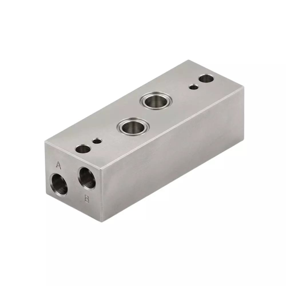 Airtac Manifold Base Connect Block Metal Body Silver Color for ESV600 Series Solenoid Valve, ESV604M