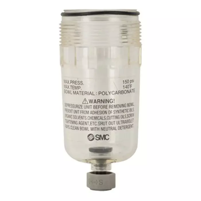 SMC Bowl Assembly Clear Color Polycarbonate Plastic Body and Cylindrical Shape, C3SF-A