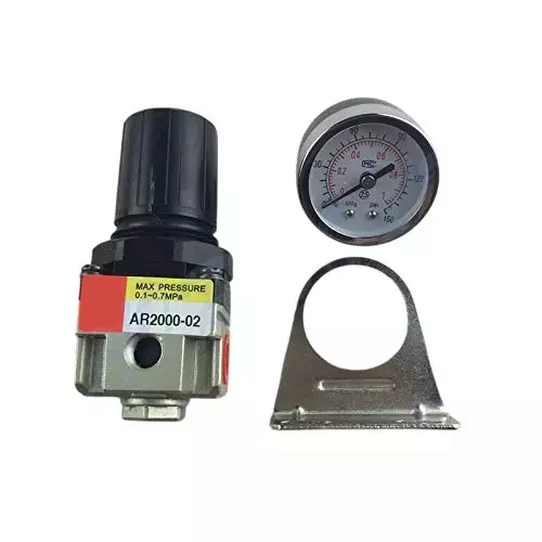 INTECO Air Regulator with Gauge 10 kgf/cm² Working Pressure and 6.35 mm Port Size, AR2000-02