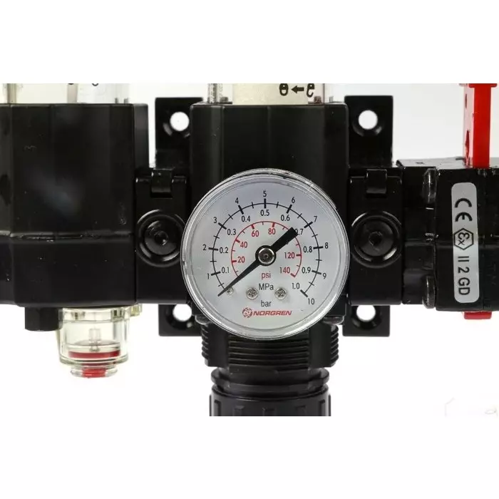 Norgren Pneumatic Air Preparation G 1/4 FRL Auto matic Drain 401¼m Filtration Size-With Pressure Gauge, BL72-201G