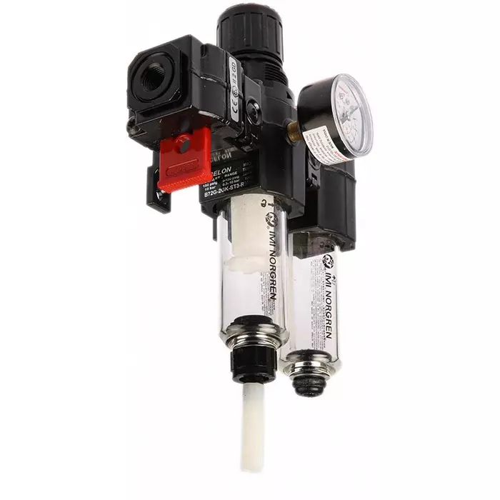 Norgren Pneumatic Air Preparation G 1/4 FRL Auto matic Drain 401¼m Filtration Size-With Pressure Gauge, BL72-201G