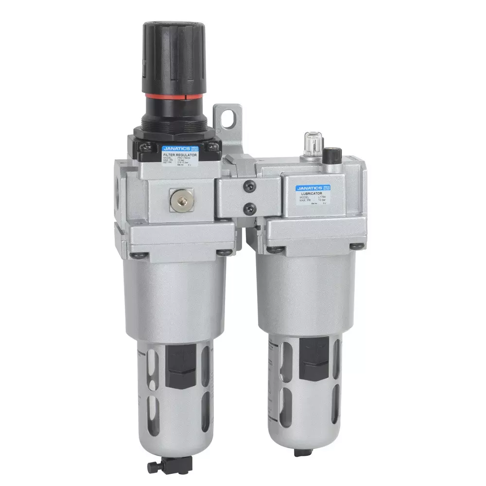 Janatics 1/8 inch (3.175 mm) Filter Regulator Combination + Lubricator Modular With 40 Micron, FRCLM136034/W