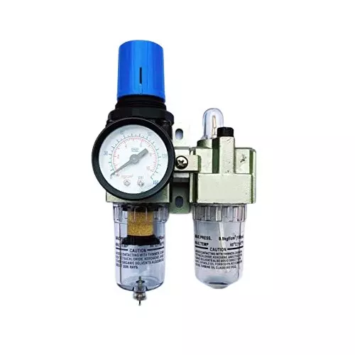 thumbnail image 2 of Manual Drain Water Separator Rotary S130080 Unit - 0-175 PSI Gauge, Manual Drain Air Compressor Filter Regulator Lubricator Combo 2 of 10