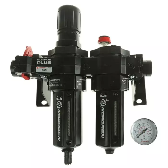 Norgren Pneumatic Air Preparation G 3/4 FRL Auto matic Drain 401¼m Filtration Size-With Pressure Gauge, BL64-601