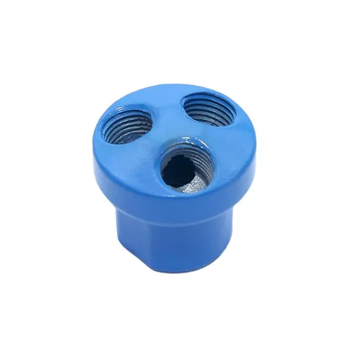 INTECO Manifold 3 Way Round FF Thread 6.35 mm (1/4 Inch) Blue