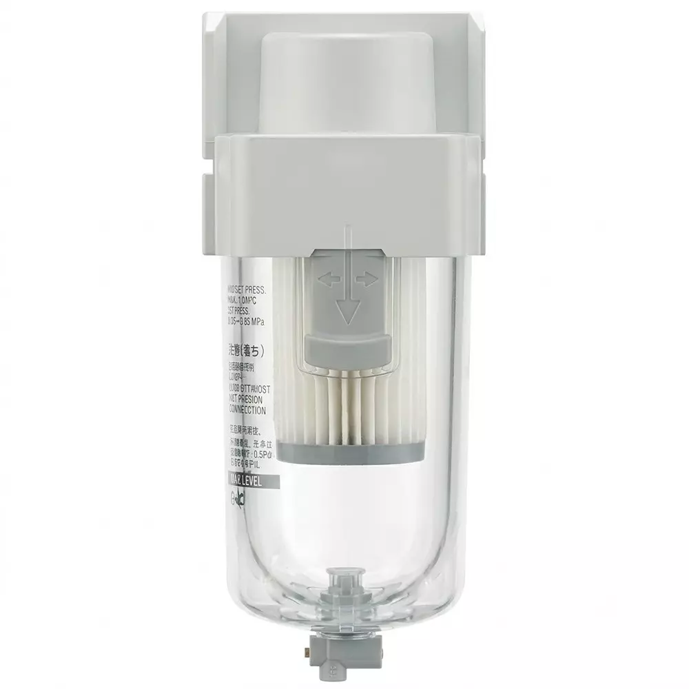 SMC Mist Separator Modular Type AFM20-AFM40-A Series 1/4 inch (6.35 mm) Port Size and Polycarbonate Bowl, AFM20-F02-A