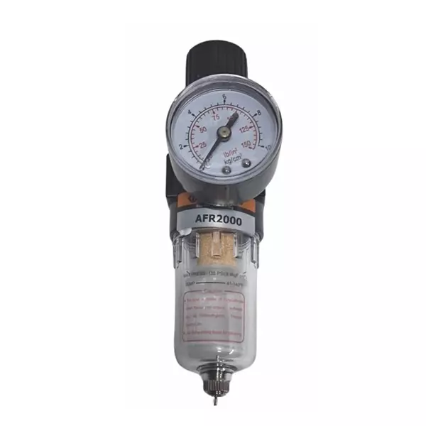 INTECO Airtech Type Air Filter with Gauge 6.35 mm (1/4 Inch) Size 0-10 Kg/cm², AFR2000