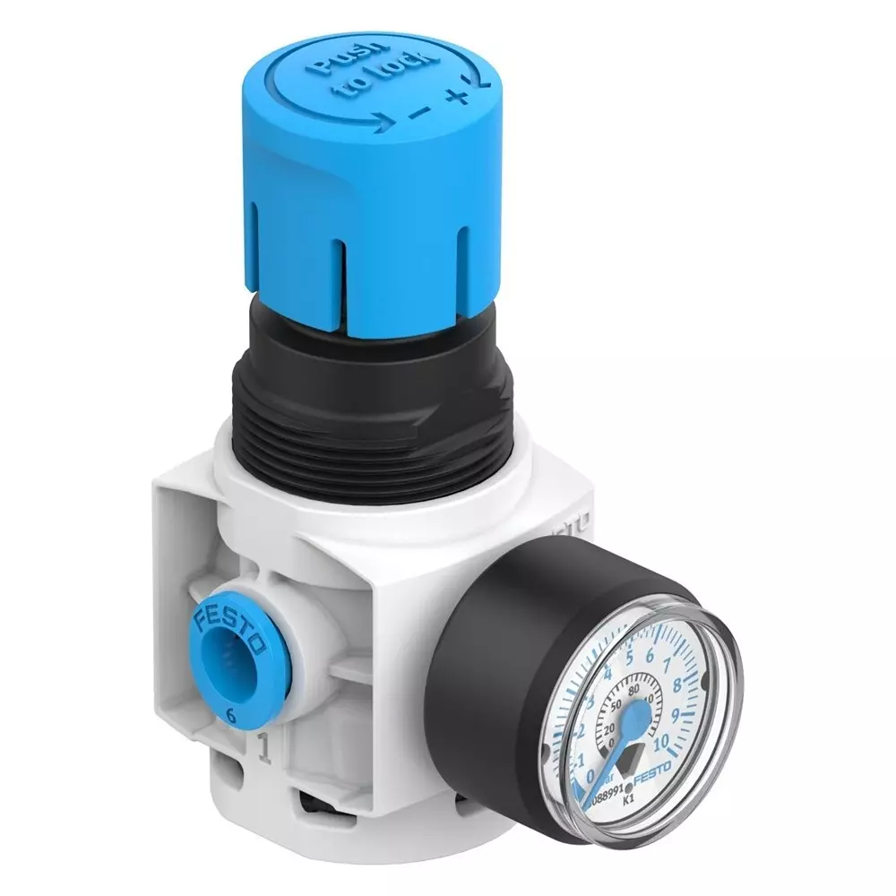 FESTO Pressure Regulator Rotary Knob With Detent Actuator Lock Directly Actuated Diaphragm Regulator Design, 8086638