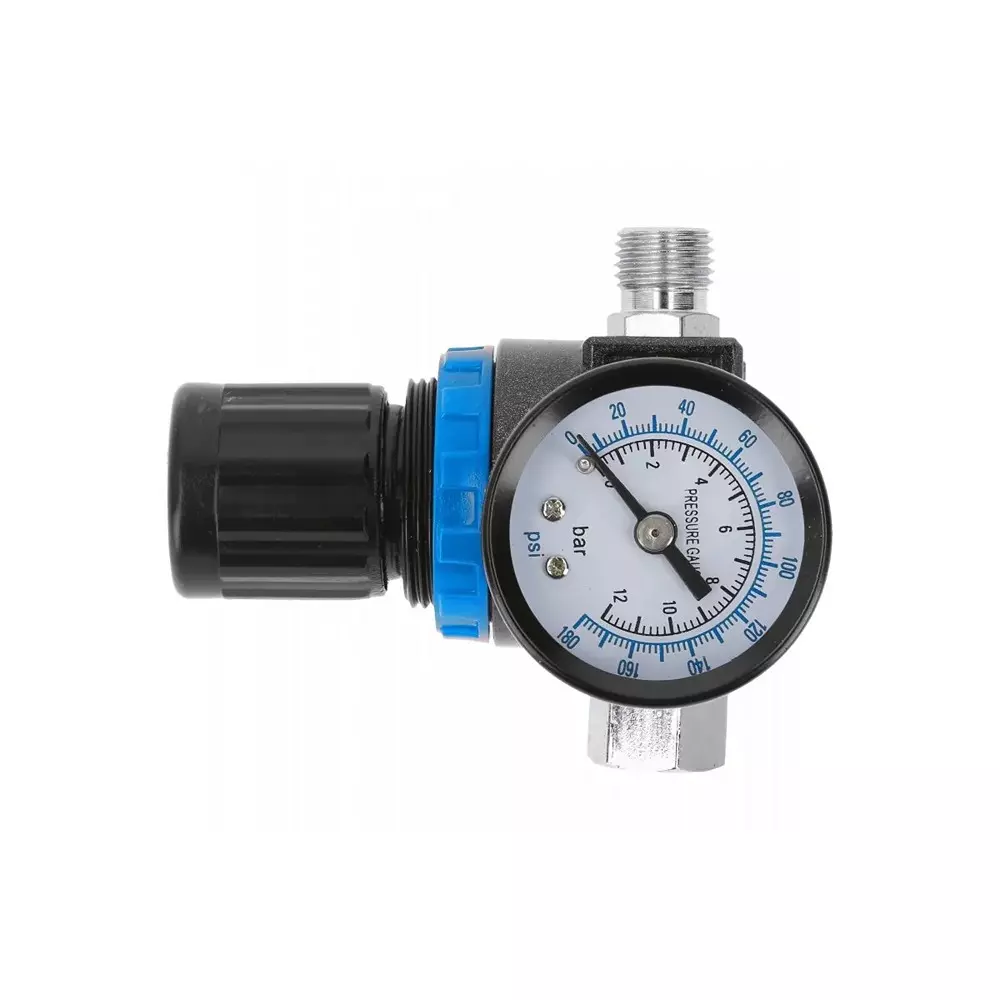 Hogert Technik Regulator with Pressure Gauge 12 Bar Maximum Pressure and Size 1/4 inch (6.35 mm), HT4R873