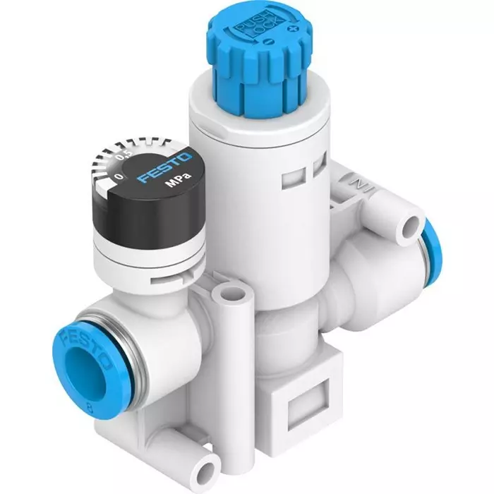 Festo Push In 6 mm Regulator - 1 bar to 8 bar, 8 bar max. input, VRPA-CM-Q6-E