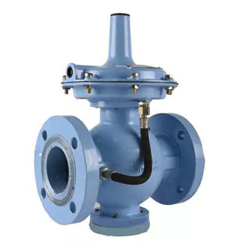 Vanaz Pressure Regulator Valve Blue 600 Nm³/hrs Gas Flow 3 Inch (76 mm) Valve Size Flange Connection Type for Industrial Use, R-6410LP