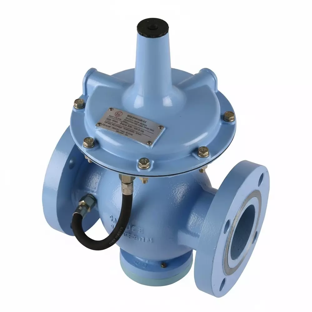 Vanaz Pressure Regulator Valve Blue 600 Nm³/hrs Gas Flow 3 Inch (76 mm) Valve Size Flange Connection Type for Industrial Use, R-6410LP