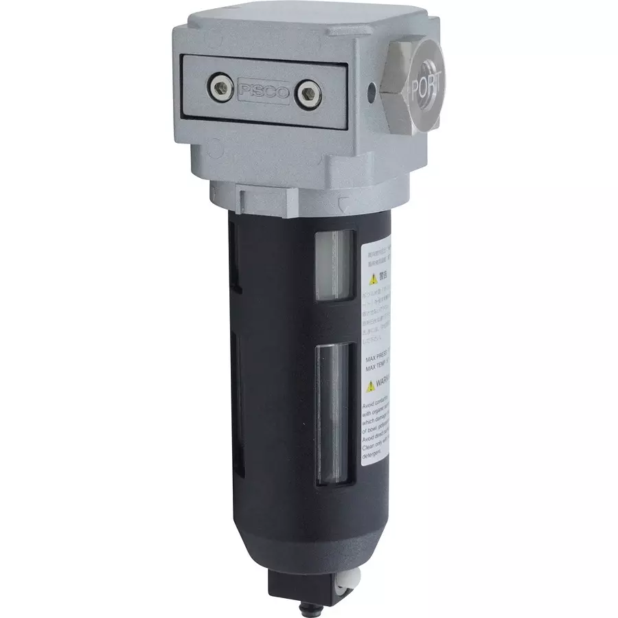 PISCO Micro Mist Filter Manual Drain Cock 300 L/min (ANR) Flow Rate, RC 1/4 Pipe Connection, FTM300-02-MD-R