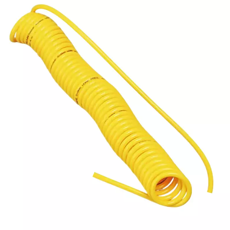 SMSN Polyurethane (PU) Coil Pipe Long End 8 mm Outer Dia 5.5 mm Inner Dia 5 m Length, Yellow