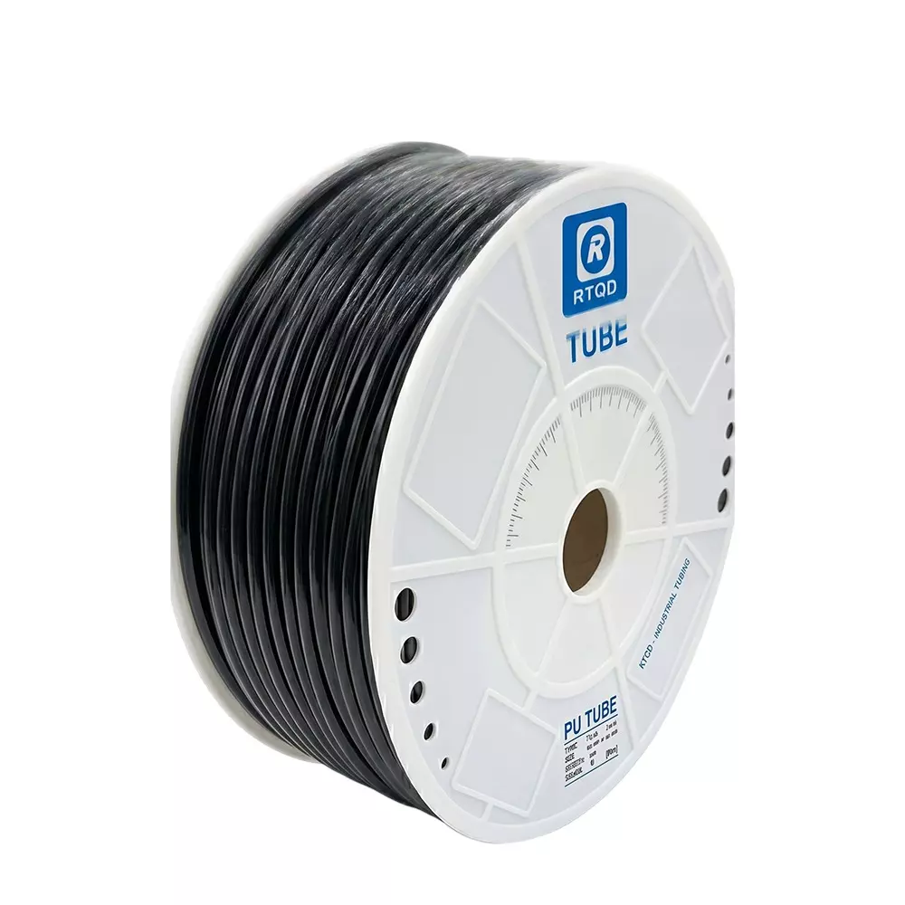 RTQD Heavy Duty PU Tube Black Color and Size 4x2.5 mm for Pneumatic Tools, Industrial Automation & Robotics (Roll of 100 m)