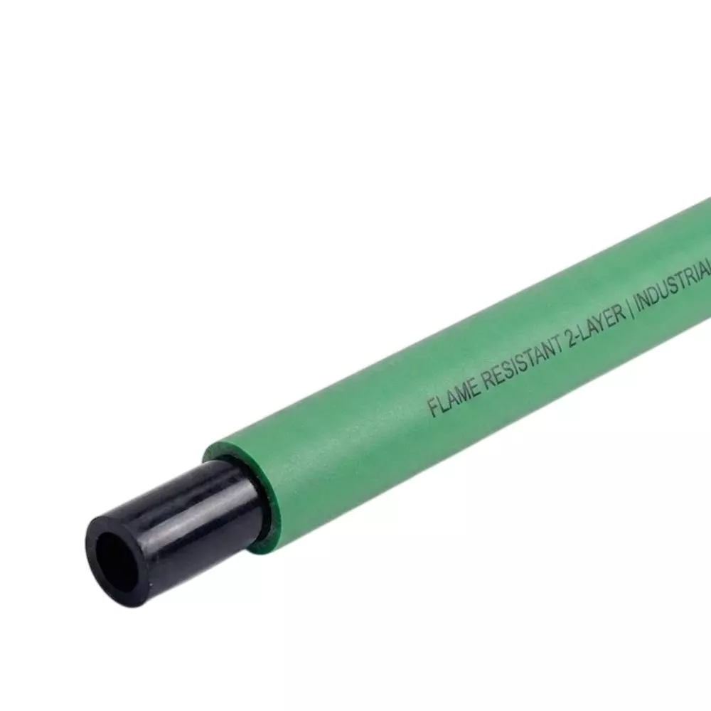 Airtac UWS98 Series Flame Resistant Tubing 2 Layers Green Color 10 mm Outer x 6.5 mm Inner Diameter for Inner Layer, UWS98A100065 (Roll of 100 m)