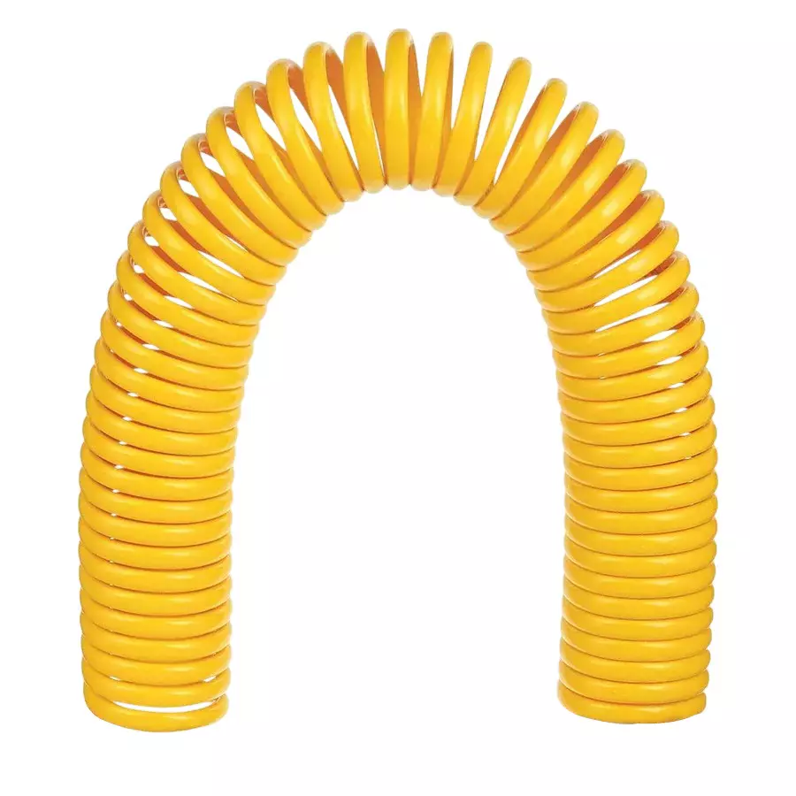 SMSN Polyurethane (PU) Coil Pipe Standard End 6 mm Outer Dia 4 mm Inner Dia 15 m Length, Yellow