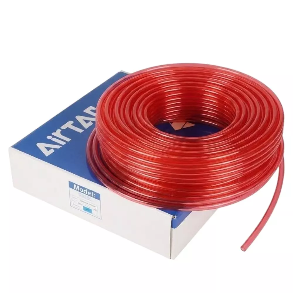 Airtac US 98A Series PU Tube Clear Red Color 8 mm Outer x 5 mm Inner Diameter and 1.50 mm Wall Thickness, US 98A080050-100 (Roll of 100 m)