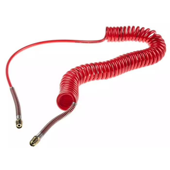 RS PRO 4m Polyurethane Recoil Hose with BSPT 1/4 Male connector Red 10 mm Outer Dia