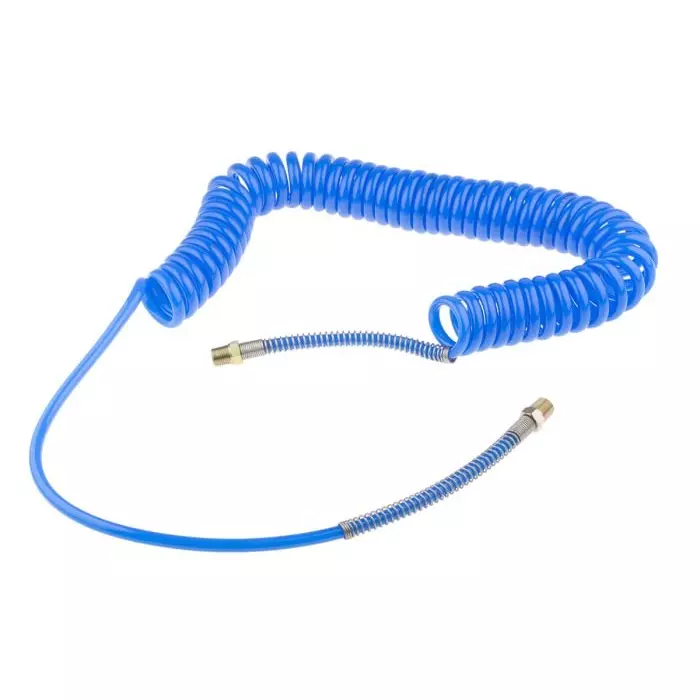 RS PRO 4m Polyurethane Recoil Hose with BSPT 1/4 Male connector Blue 10 mm Outer Dia