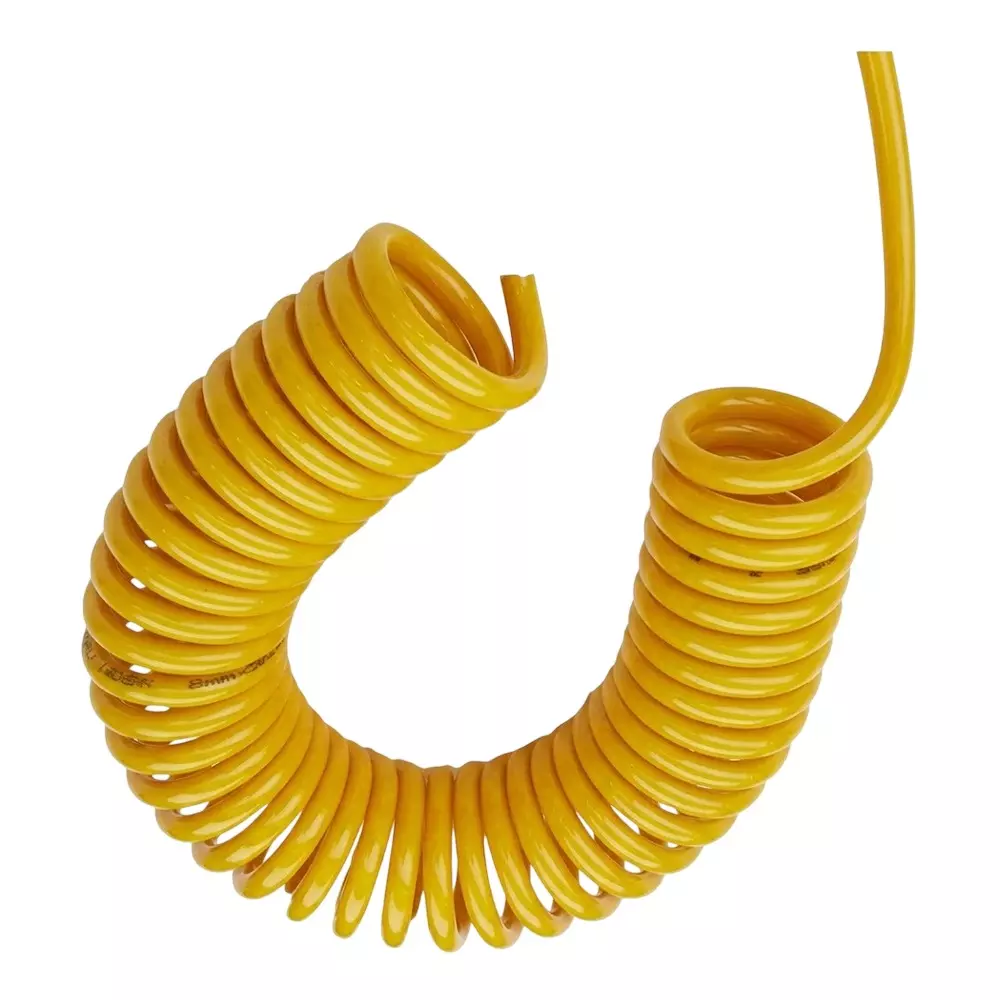 RTQD Heavy Duty PU Spiral Coil Yellow Color and Size 10x6.5 mm for Pneumatic Tools, Industrial Automation & Robotics (Roll of 10 m)