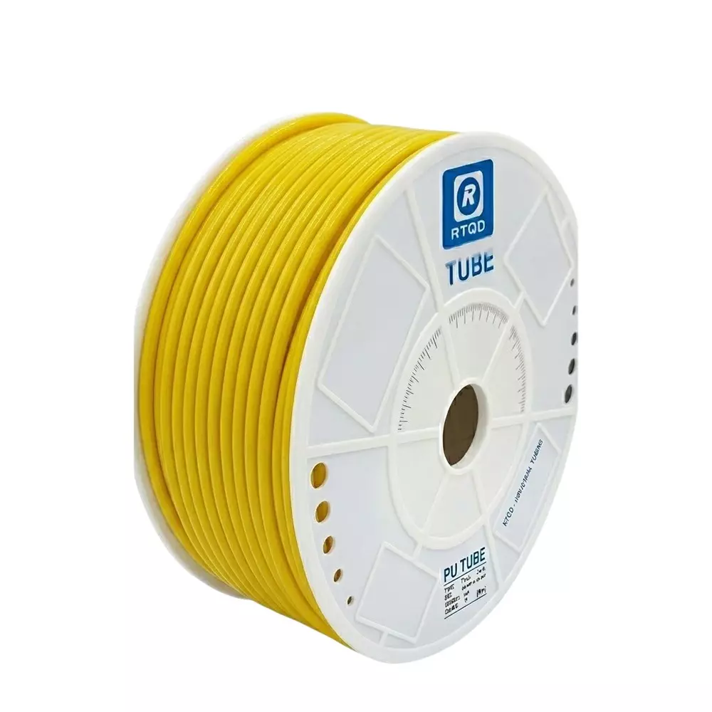 RTQD Heavy Duty PU Tube Yellow Color and Size 10x6.5 mm for Pneumatic Tools, Industrial Automation & Robotics (Roll of 100 m)