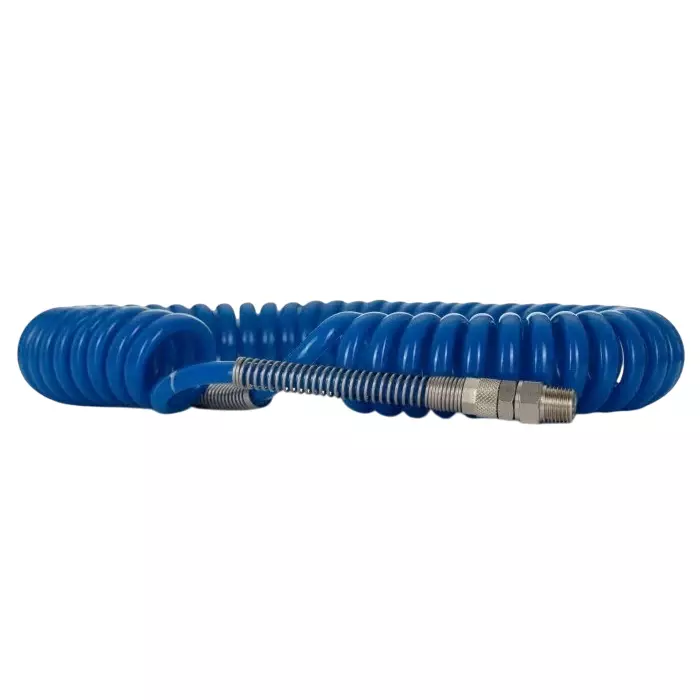 RS PRO 4m Polyurethane Recoil Hose with R 1/4 connector Blue 8 mm Outer Dia