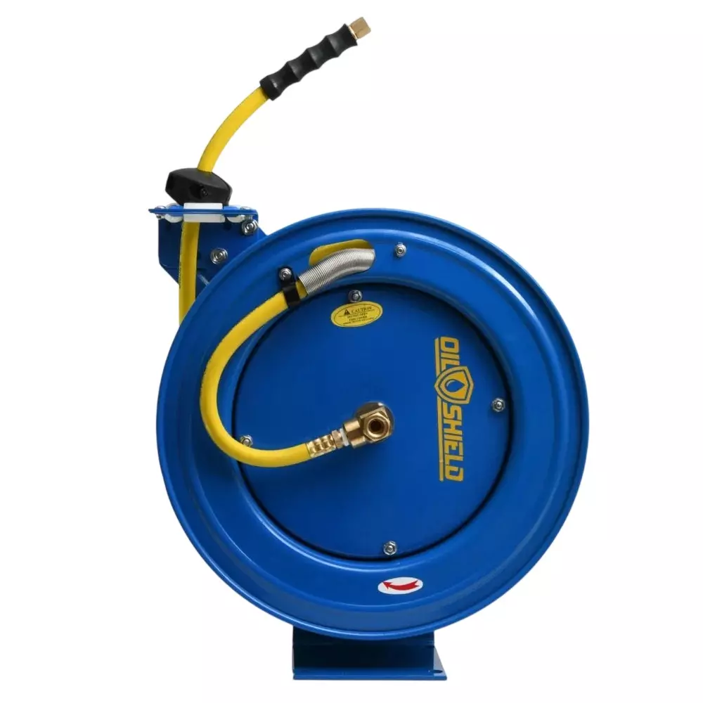 Zephyr Heavy Duty Auto-Retractable OilShield Air Hose Reels 5/16 Inch (8 mm ) Hose Size 15 m Hose Length Yellow for Air Applications, ZAR0815HD-OS