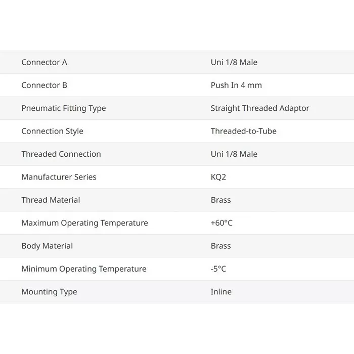 SMC 4 mm Brass Male Connector KQ2H04-U01A