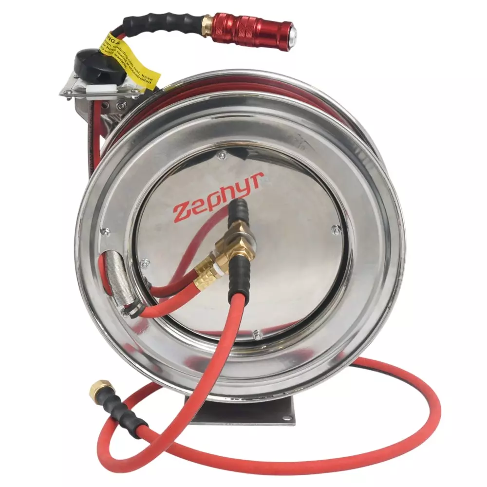 Zephyr Auto-Retractable Steam Hose Reels 13 mmx8 m Blue Rubber 10 Bar
