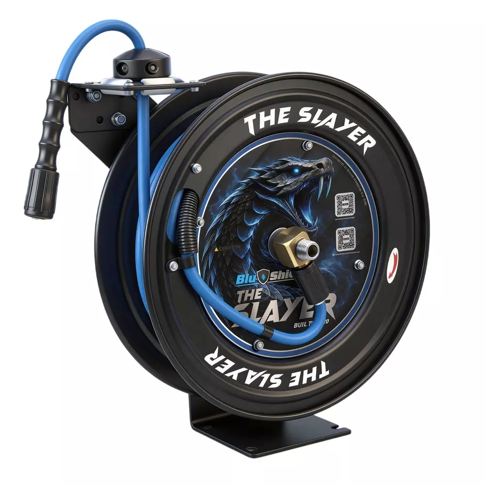 Blushield Pressure Washing Reels Single Arm Assembly Slayer Blue M22 6 mm (1.4 inch) Dia and 10 m Length, PWHYR0610M