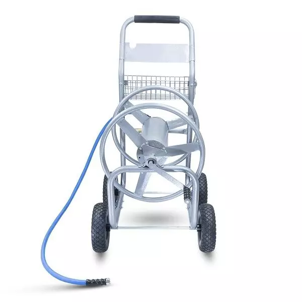Zephyr Steel Water Hose Reel Carts with Hose Silver 13 mm x 120 m, ZRC13120