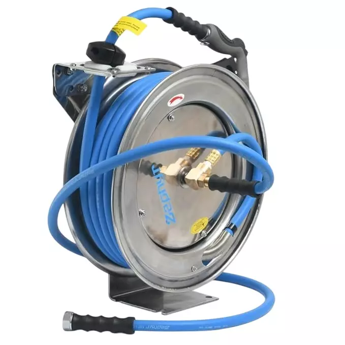 Zephyr Auto-Retractable Water Hose Reel 13 mmx8 m Blue Rubber 10 Bar