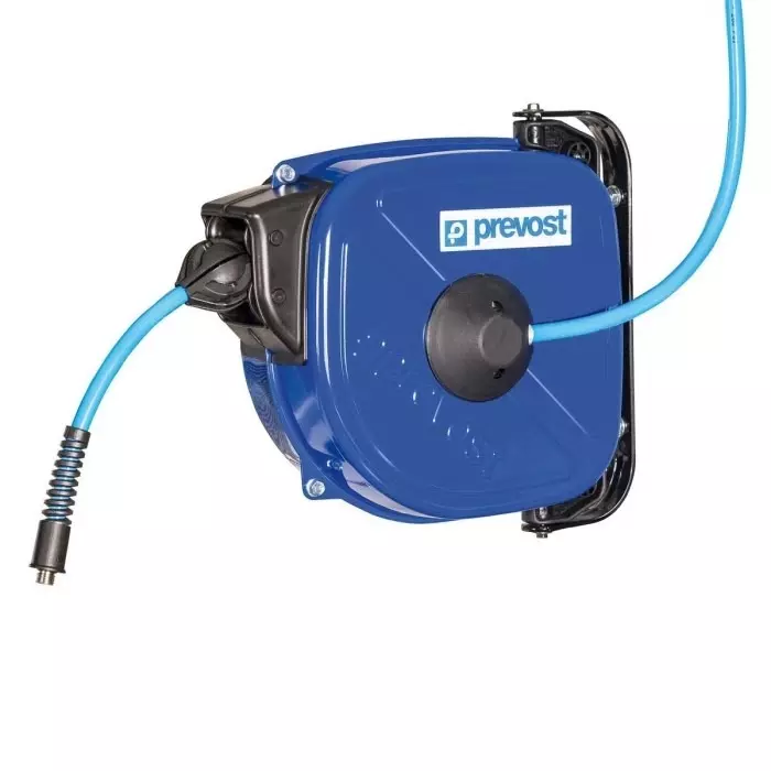 PREVOST Wall Mounted 15m Air Hose Reel, 8 mm Inner Diameter, 12 mm Outer Diameter, 350 LPM Flow Rate, DRF 0815N