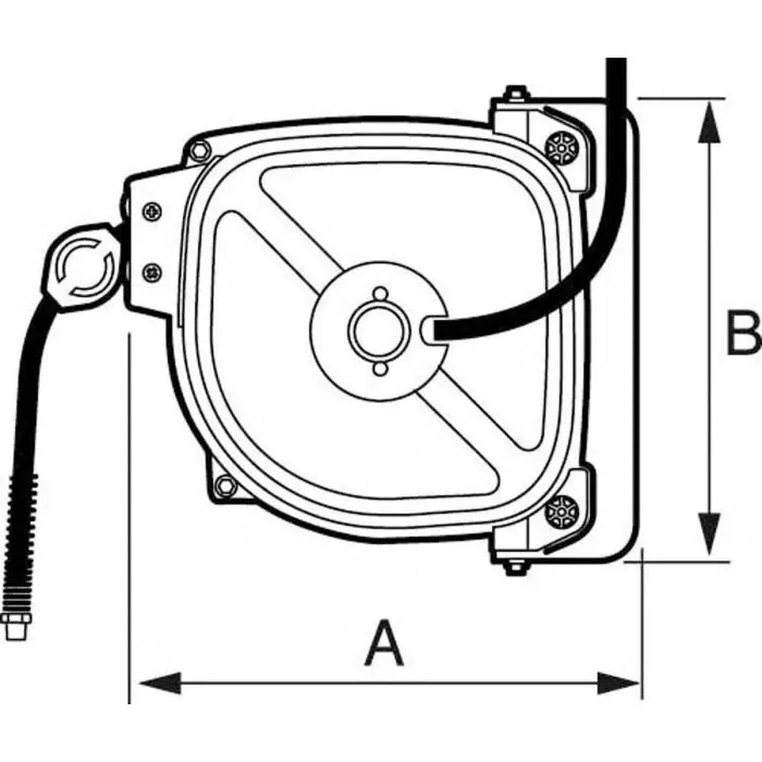 PREVOST Wall Mounted 15m Air Hose Reel, 8 mm Inner Diameter, 12 mm Outer Diameter, 350 LPM Flow Rate, DRF 0815N