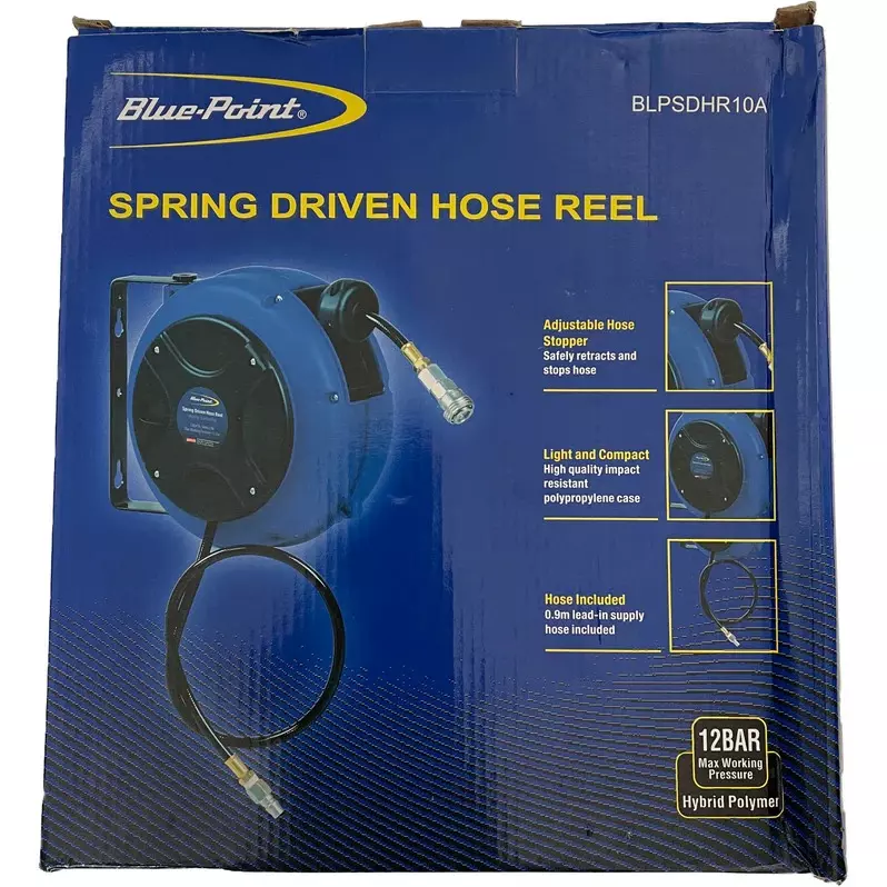 blue-point-9-m-spring-driven-hose-reel-6-mm-inner-diameter-and-14-inch-635-mm-thread-quick-connector-blpsdhr10a