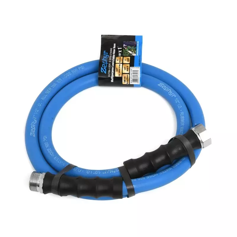 Zephyr Hot-n-Cold Lead-In Hose With Fittings 3 m Length 13 mm Inner Dia 100% Rubber with Polyester Reinforcement 10 bar Working Pressure, ZWLD1303
